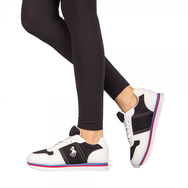 Γυναικεία αθλητικά παπούτσια Corny μαύρα με λευκό, 4 - Kalapod.gr